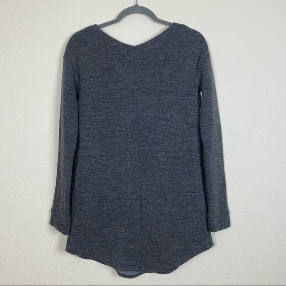 Reformation Flax Blend Fleece Knit Tunic Sweater Top Charcoal Gray - Picture 5 of 7